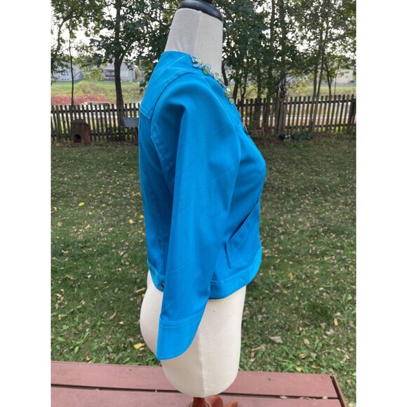 Ruby Rd. Petite Womens Embellished Collar Blue Jacket 6P - Picture 7 of 9